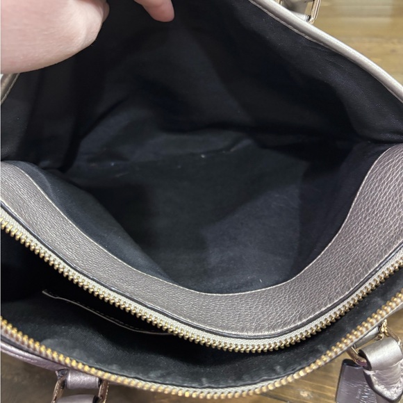 Coach Morgan Pebbled Leather Metallic Silver Satchel Bag - Picture 10 of 10